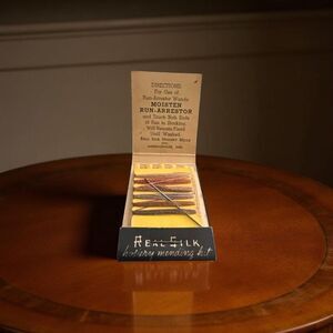 Antique 1930s Real Silk Hosiery Stocking Mending Kit Matchbook Sewing Unstruck